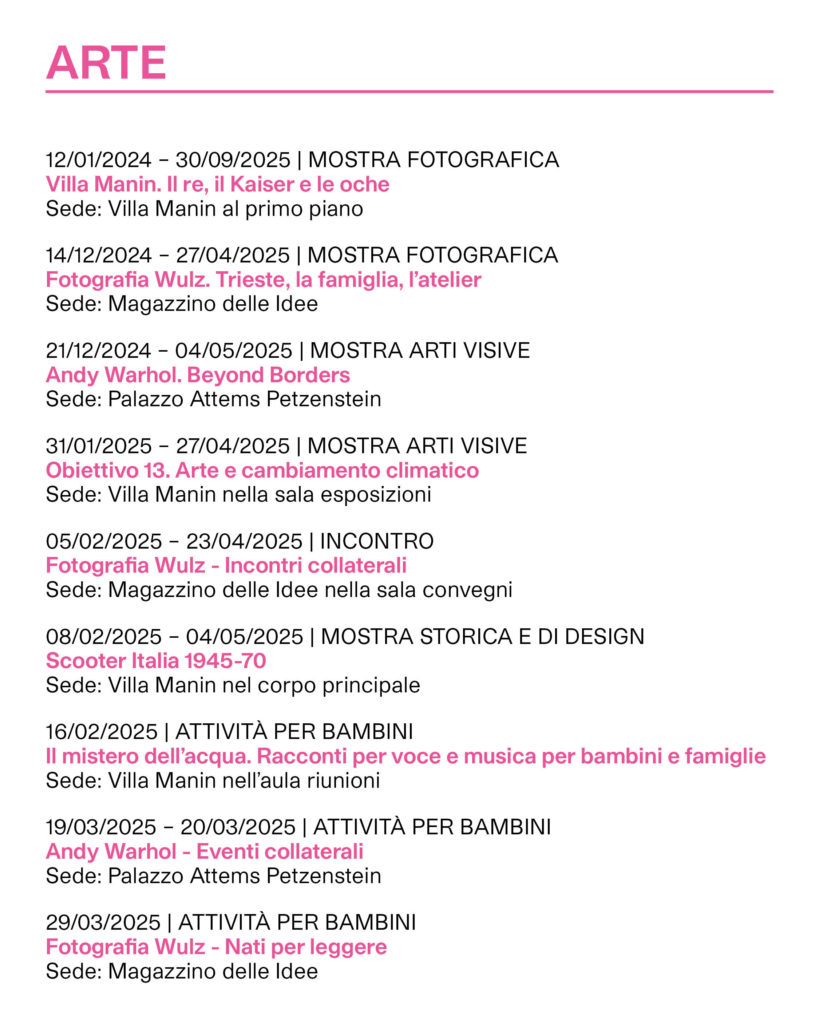 Calendario eventi ERPAC ARTE parte 1