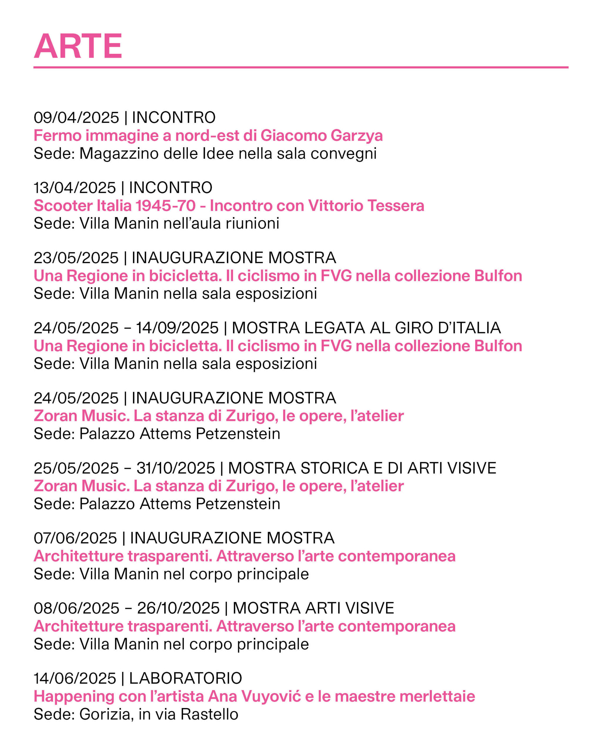 Calendario eventi ERPAC parte 2